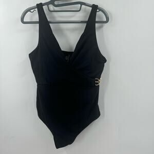 JETS Australia Jessika Allen black and gold one piece Swim suit